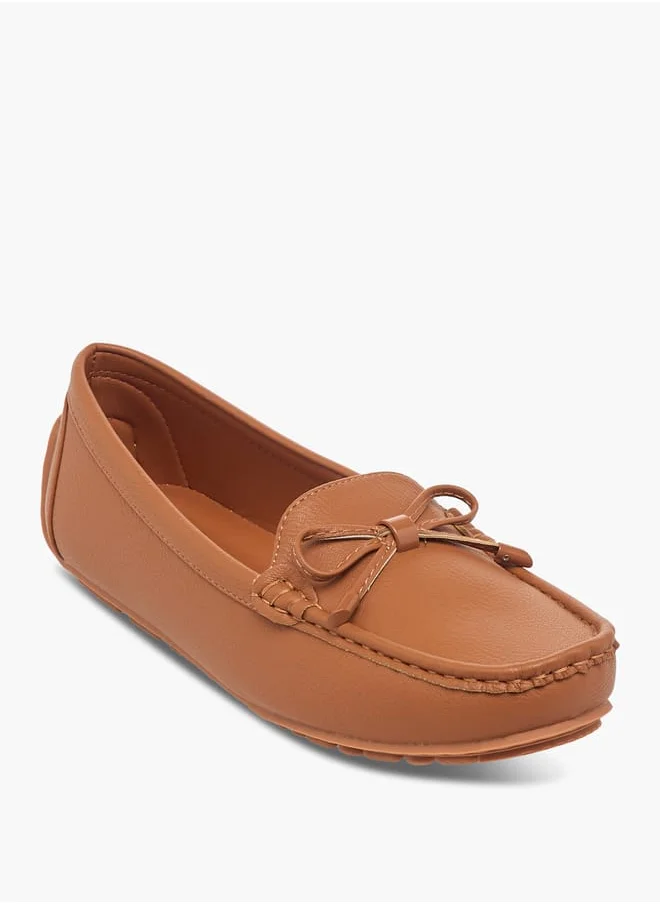 لو كونفورت Women's Bow Detail Slip-On Loafers