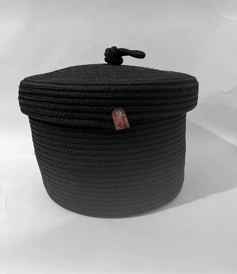 بدز ديري Bdz Leather Jute Wicker Basket Covered Organizer