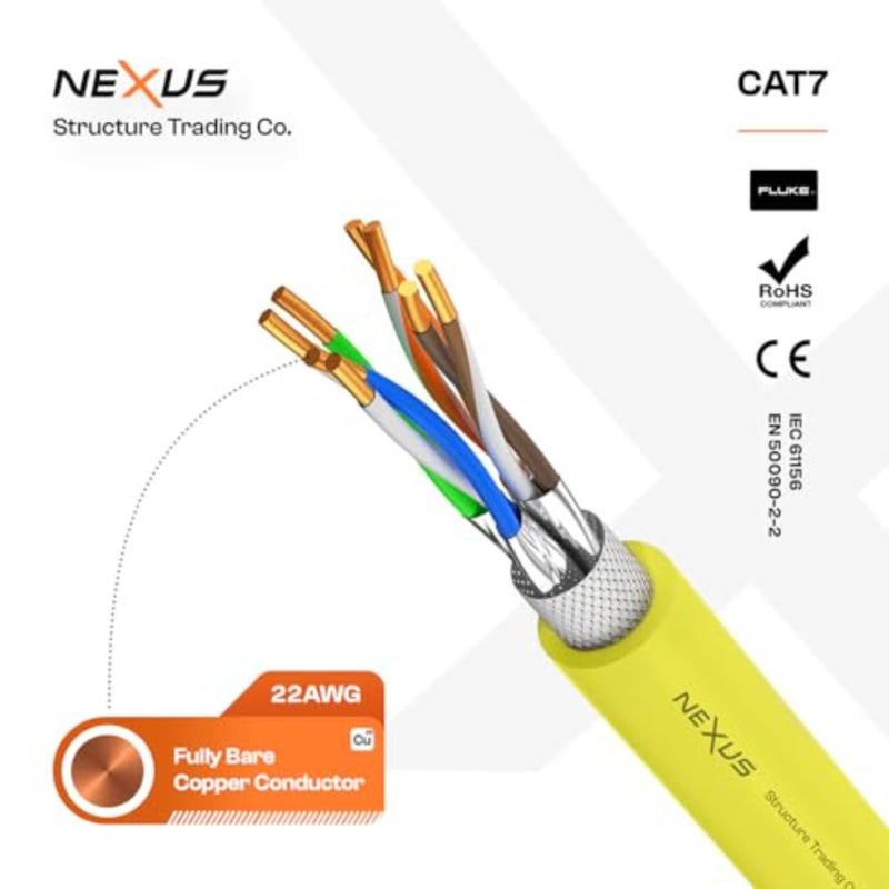 جهاز التوجيه، المحول، CCTV، تطبيق الخادم: كابل CAT7 محمي S/FTP، نحاسي كامل، أسود، سرعة 20 جيجابت في الثانية، تم اختباره بواسطة Fluke، متوافق مع TIA-568B، سترة LSZH، أسطوانة ذاتية اللف - Image 3
