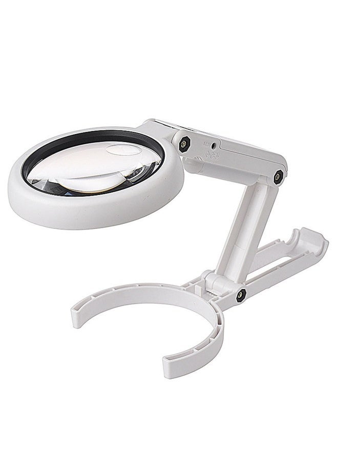 5X 11X Foldable Magnifier Glass Table Lamp with 8 LED Lights USB Powered for Reading Hobbies Jewelry Crafts Workbench - Image 1
