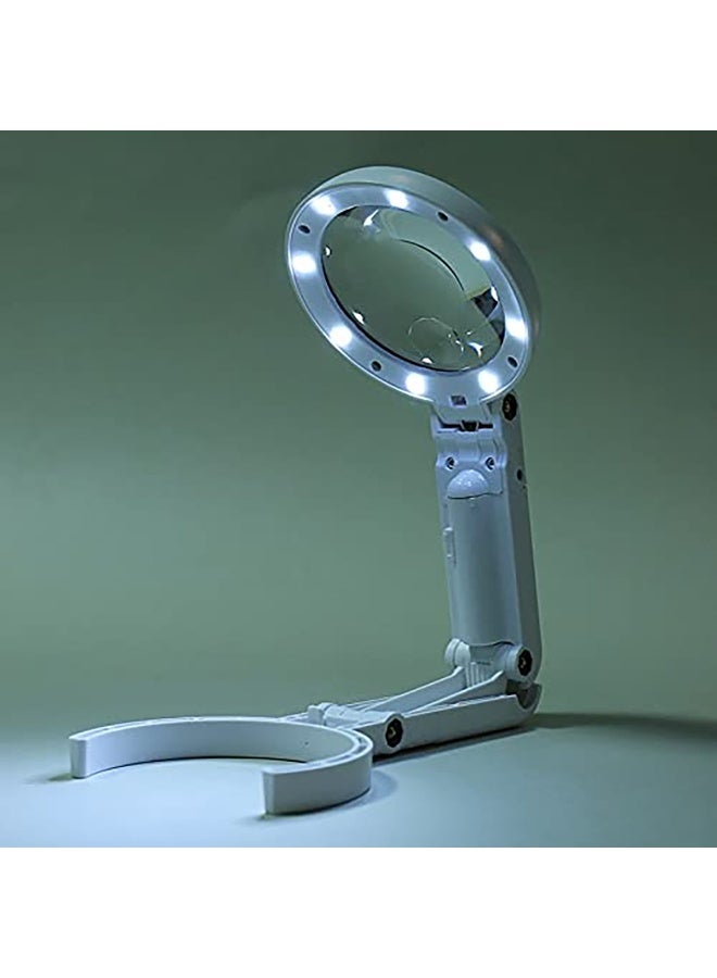 5X 11X Foldable Magnifier Glass Table Lamp with 8 LED Lights USB Powered for Reading Hobbies Jewelry Crafts Workbench - Image 3