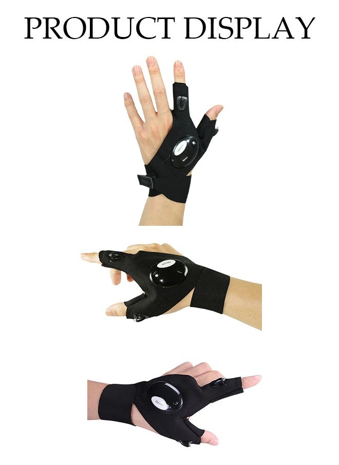 DUNISO - LED Flashlight Gloves for Men and Women Hands-Free Waterproof Gloves for Working in Darkness and Night Reading Finger Light Gloves for Night Fishing, Running, Camping - Image 1