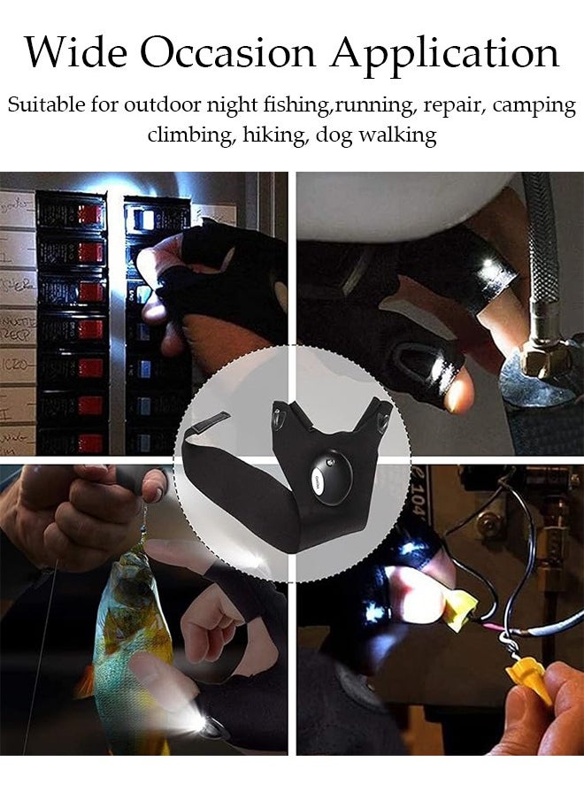 DUNISO - LED Flashlight Gloves for Men and Women Hands-Free Waterproof Gloves for Working in Darkness and Night Reading Finger Light Gloves for Night Fishing, Running, Camping - Image 1