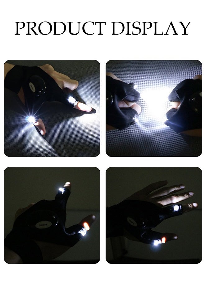 DUNISO - LED Flashlight Gloves for Men and Women Hands-Free Waterproof Gloves for Working in Darkness and Night Reading Finger Light Gloves for Night Fishing, Running, Camping - Image 1