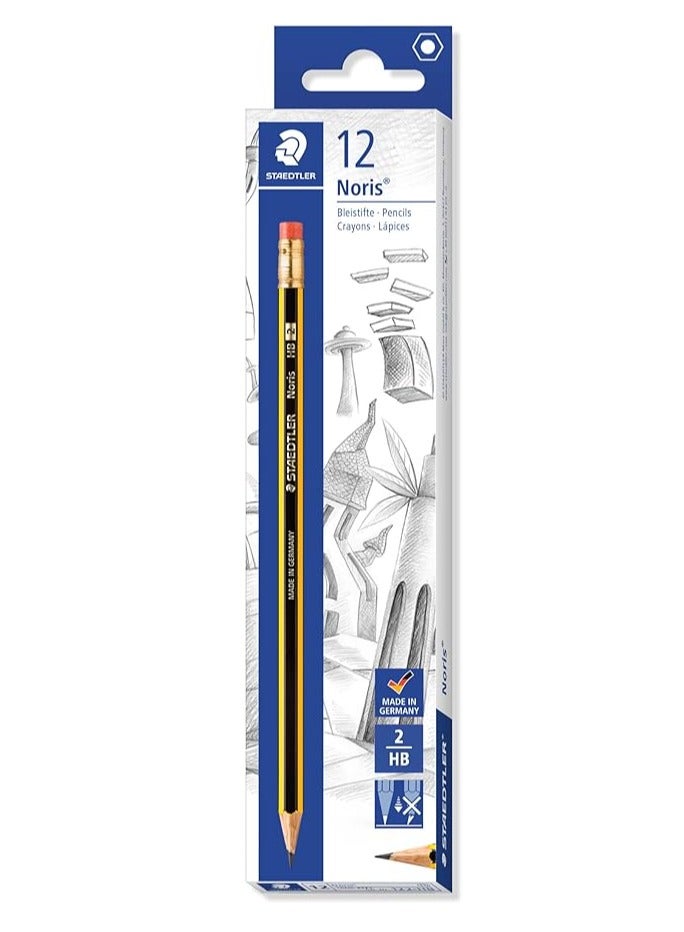 Staedtler ST-122-HBA-53 Noris Pencil With Rubber Tip - 12 Pieces - Image 1