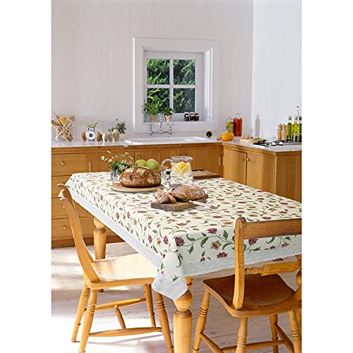 Freelance PVC Vinyl Tuscany Flannel Backing Dining Plastic Table Cover Cloth - Waterproof Protector, 4-6 Seater, Rectangle 54x78 inches (with White Border Edge Lace) - Product of Meiwa, Japan - Image 2