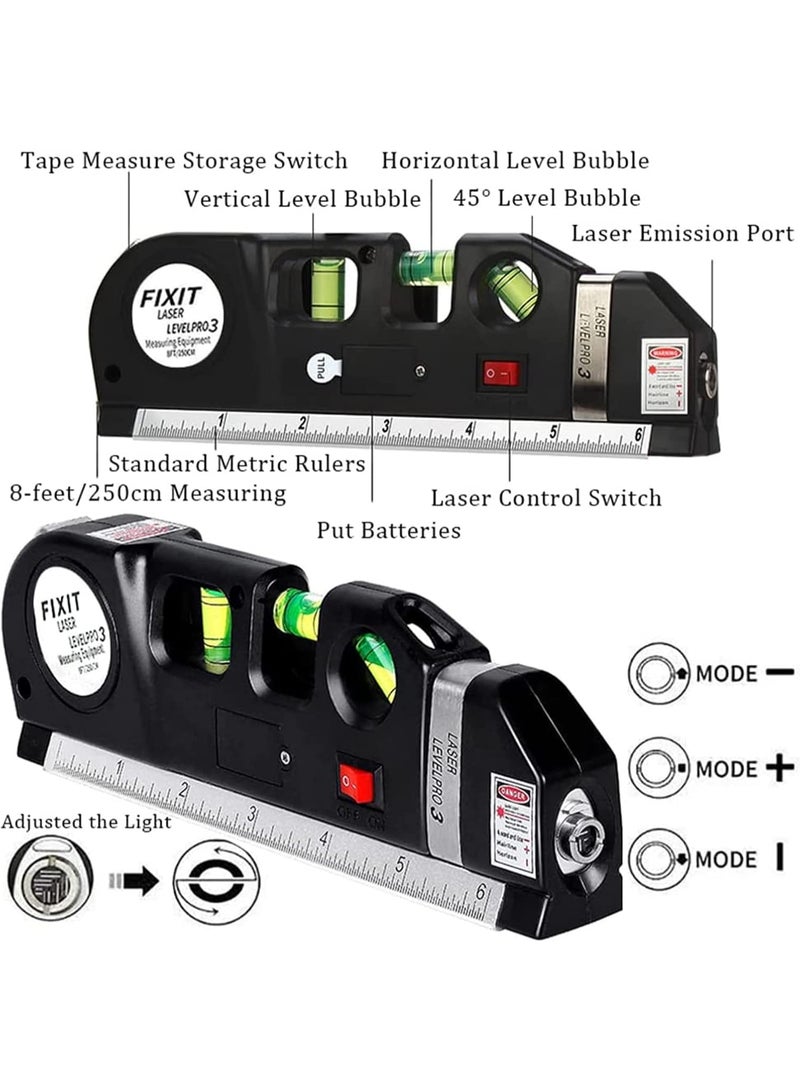 U-HOOME Laser Level Tool, Multipurpose Laser Level Kit Standard Cross Line Laser level Laser Line leveler Beam Tool with Measure Tape Ruler Adjusted Metric Rulersr  - Image 3