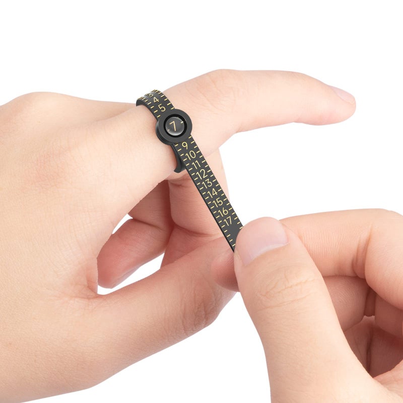 REIDEA Ring Sizer 1-17 REIDEA Measuring Tool with Magnified Glass, Reusable Finger Size Gauge Jewelry Sizing Tool USA Rings Size (Black Sizer Gold Scale)  - Image 5