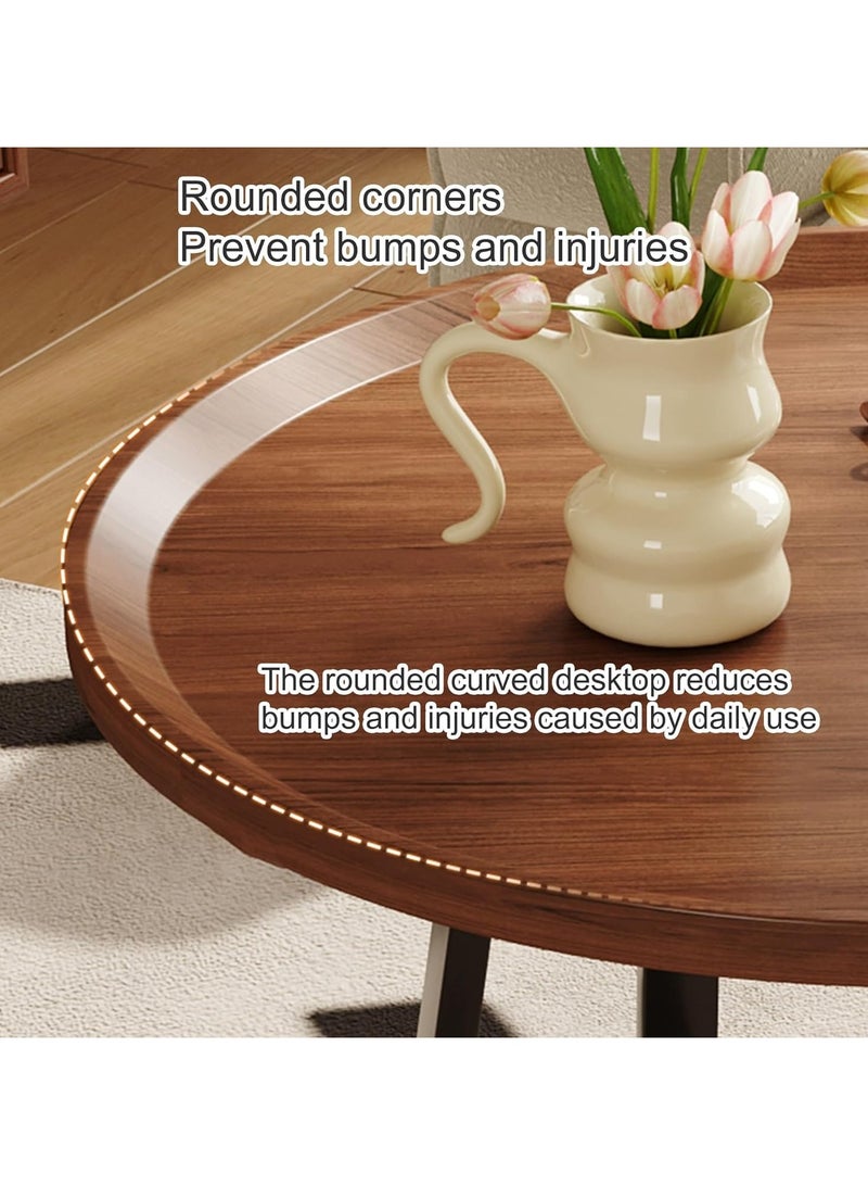 Jorunb 2-Tier Round Side Table with Storage Shelf Edge Protection Tray Sturdy Metal Frame Coffee Table Bedside Table for Living Room Bedroom Small Spaces (Color : Brown-B, Size : 50 * 60cm) - Image 5