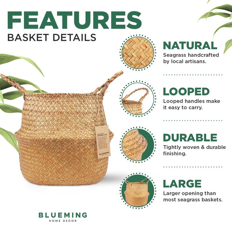 Blueming Home Decor Plant Basket â€“ Olive Tree Pot for Indoor Fake Trees, 9-10 Inch Woven Wicker Planter Baskets for Faux Artificial House Plants (Original, Large) - Image 2