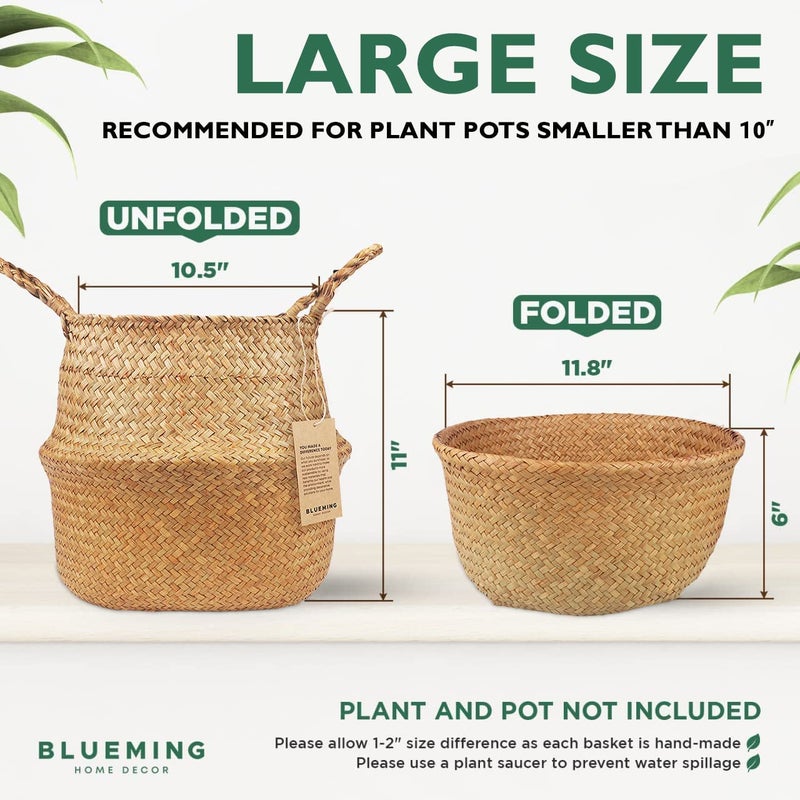 Blueming Home Decor Plant Basket â€“ Olive Tree Pot for Indoor Fake Trees, 9-10 Inch Woven Wicker Planter Baskets for Faux Artificial House Plants (Original, Large) - Image 3