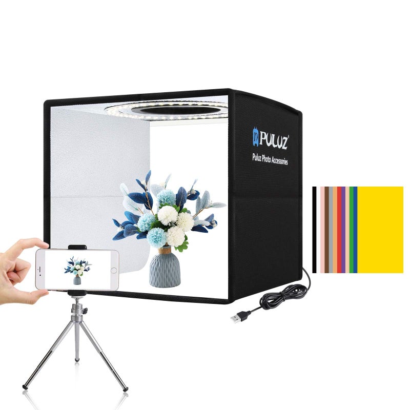 PULUZ Mini Photo Studio Light Box Photo Shooting Tent kit Portable Folding Photography Light Tent with CRI 95 104pcs LED Light 6 Kinds DoubleSided Color Backgrounds for Small Size Products - Image 2