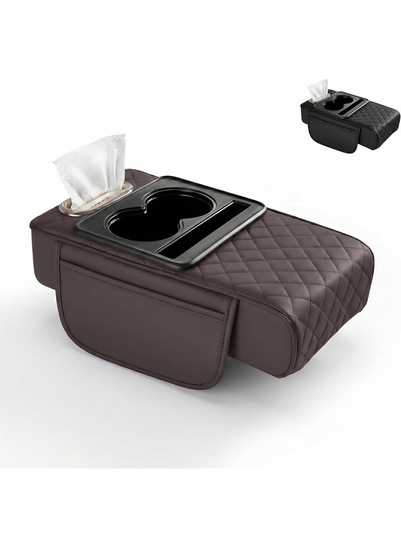 Generic valueable 1 5-in-1 Car Armrest Organizer - Storage Box with Leather Cushion - Phone Holder, Cup Holder and Storage Pocket for Belongings - Combines Multiple Functions in One Design - Helps Utilize Cabin Space in an Organized and Practical Way - Image 2