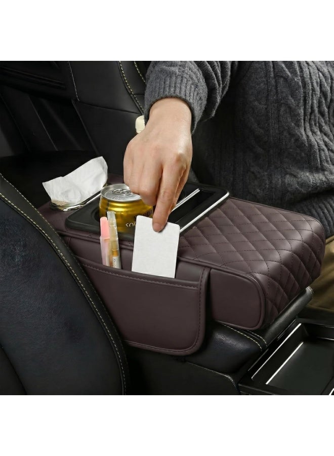 Generic valueable 1 5-in-1 Car Armrest Organizer - Storage Box with Leather Cushion - Phone Holder, Cup Holder and Storage Pocket for Belongings - Combines Multiple Functions in One Design - Helps Utilize Cabin Space in an Organized and Practical Way - Image 5