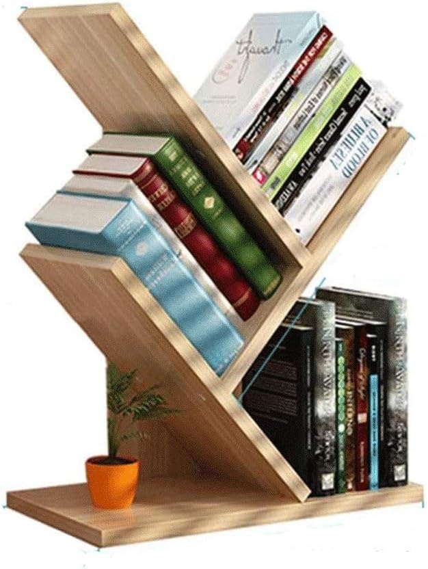 UniShop TreeShape Storage Organizer Adjustable Desktop Display Shelf Rack Multipurpose Bookshelf for Office Kitchen 3Tier Beige