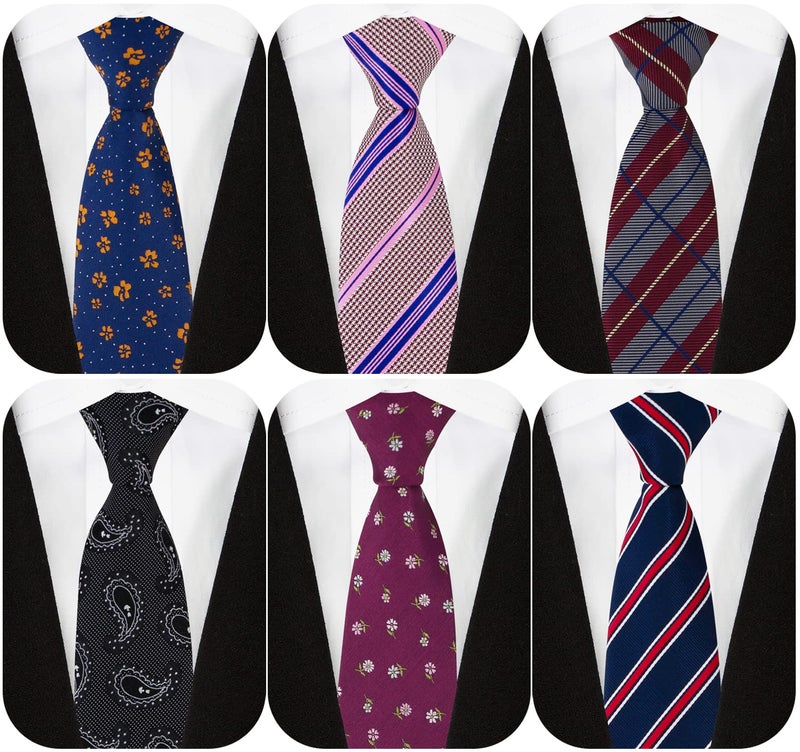 Adulove Men's Necktie Classic Silk Tie Woven Jacquard Neck Ties 6 PCS - Image 1