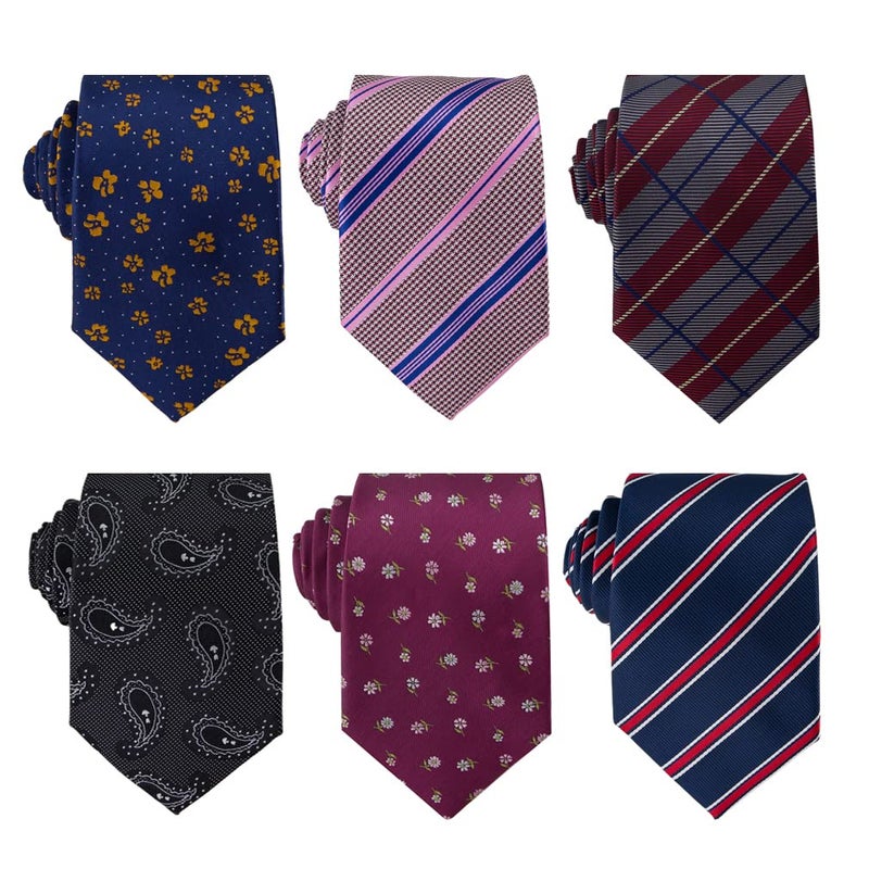 Adulove Men's Necktie Classic Silk Tie Woven Jacquard Neck Ties 6 PCS - Image 2