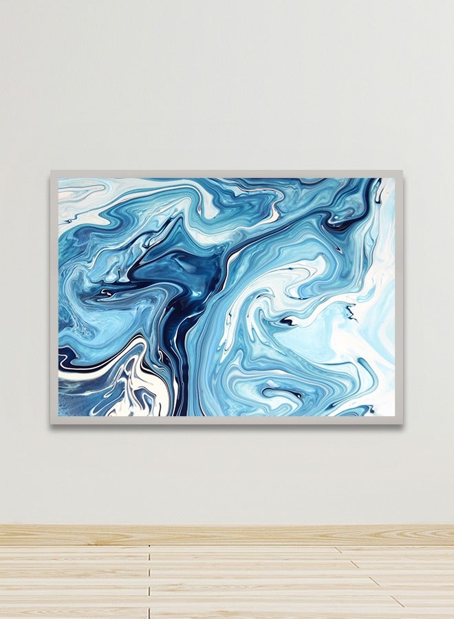 ماركتنا لوحة جدارية قماشية فنية لتزيين الحائط بتصميم تجريدي مع برواز فضي مجوف مقاس 120x80سم قطعة واحدة - Image 1