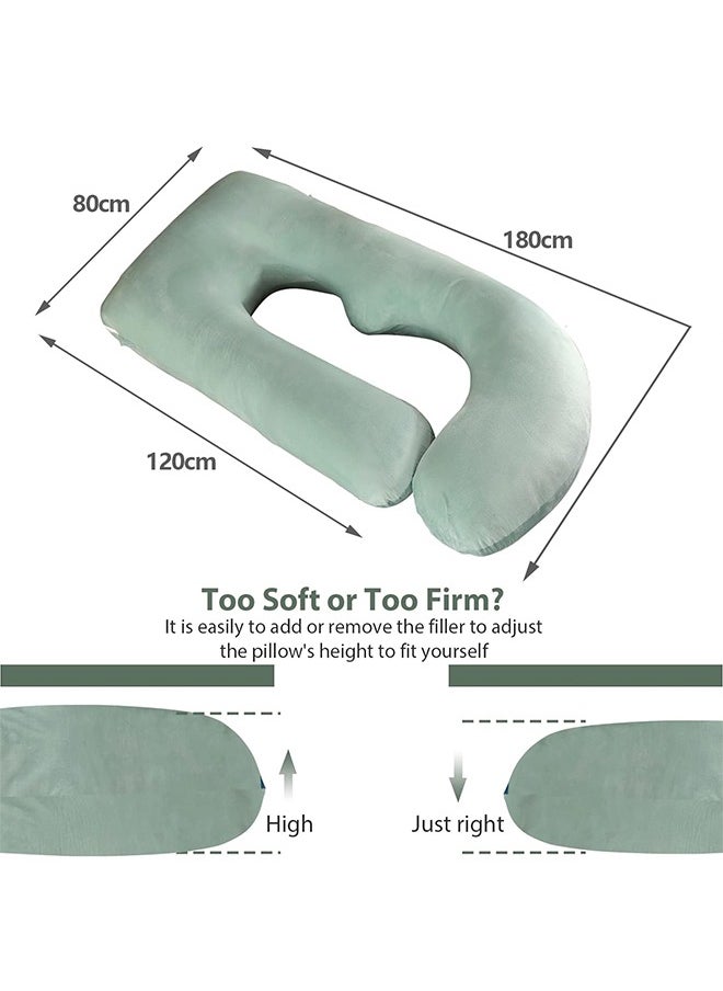 VTERLY Pregnancy Pillows, 180cm Long Maternity Pillows with Removable Bean Velvet Cover, U-Shape Full Body Pillow, Pregnancy Pillows for Sleeping, Body Pillows for Adults, Maternity Pillow  - Image 2