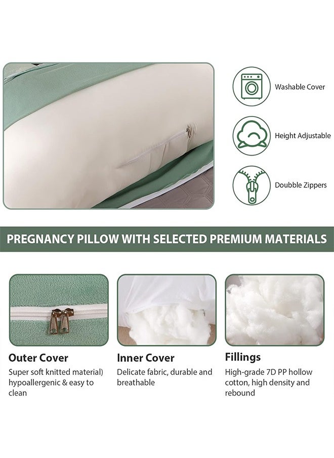 VTERLY Pregnancy Pillows, 180cm Long Maternity Pillows with Removable Bean Velvet Cover, U-Shape Full Body Pillow, Pregnancy Pillows for Sleeping, Body Pillows for Adults, Maternity Pillow  - Image 3