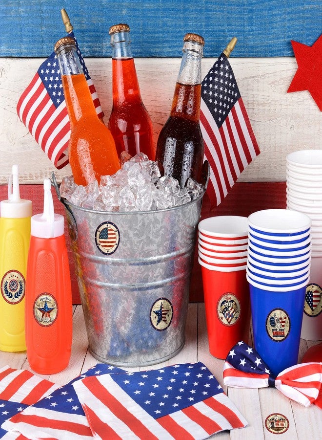 وولاين ملصقات Whaline الوطنية، 1000 قطعة، ملصقات دائرية عتيقة، ملصقات لاصقة على شكل نجمة العلم الأمريكي، ملصقات ختم يوم الاستقلال في لفافة لمستلزمات حفلات يوم الذكرى، 8 تصميمات - Image 4