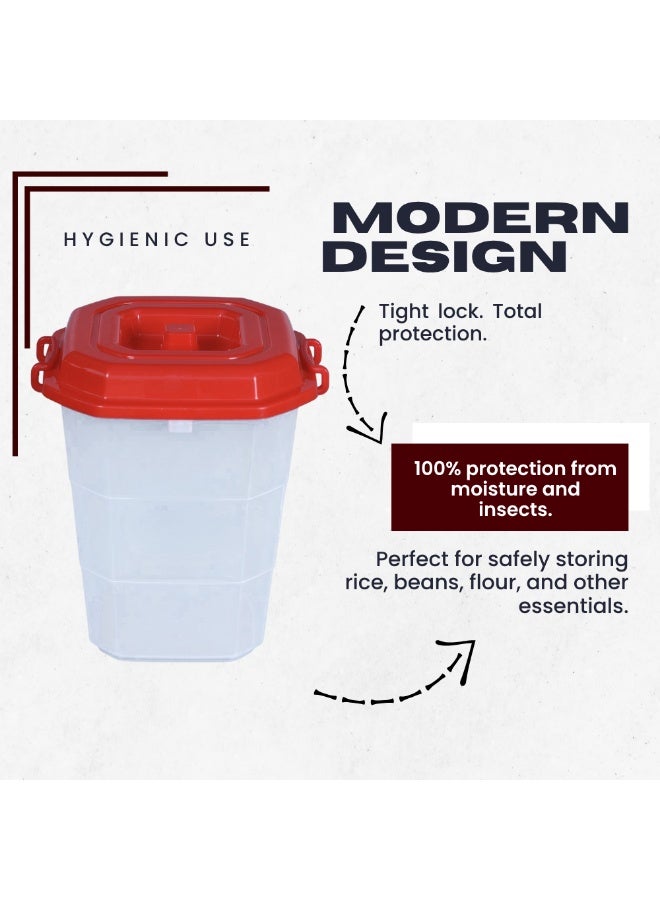 SNH Osaka Plastic Storage Drum | Multipurpose Container with Secure Locking Lid & Side Handles | Transparent Airtight Food Grade Bin for Kitchen, Home & Office Organization | Ample Capacity Storage Box with Cover - Image 3