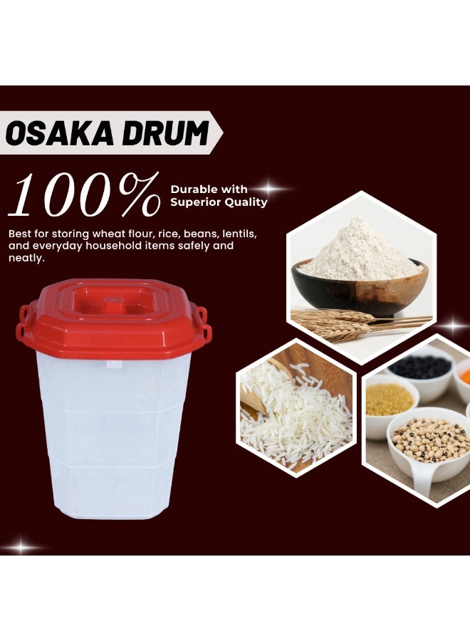 SNH Osaka Plastic Storage Drum | Multipurpose Container with Secure Locking Lid & Side Handles | Transparent Airtight Food Grade Bin for Kitchen, Home & Office Organization | Ample Capacity Storage Box with Cover - Image 4
