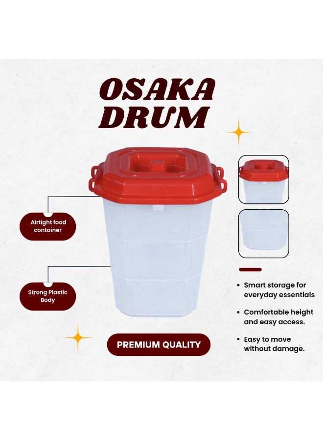 SNH Osaka Plastic Storage Drum | Multipurpose Container with Secure Locking Lid & Side Handles | Transparent Airtight Food Grade Bin for Kitchen, Home & Office Organization | Ample Capacity Storage Box with Cover - Image 2