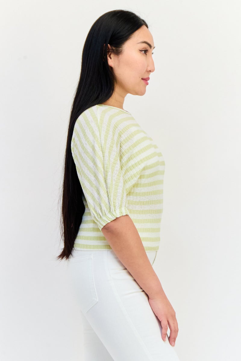 ONLY Women Crew Neck Short Sleeves Textured Tops, Multicolor  - Image 2
