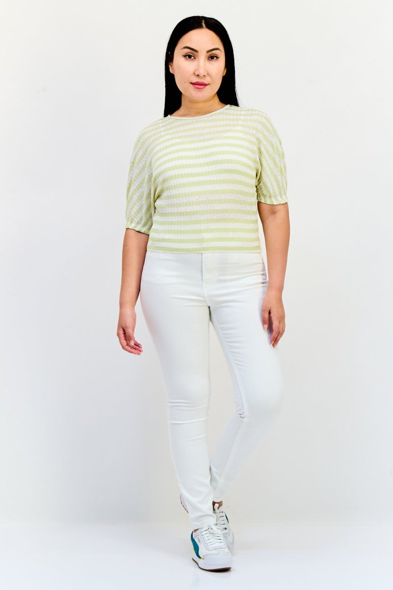 ONLY Women Crew Neck Short Sleeves Textured Tops, Multicolor  - Image 4