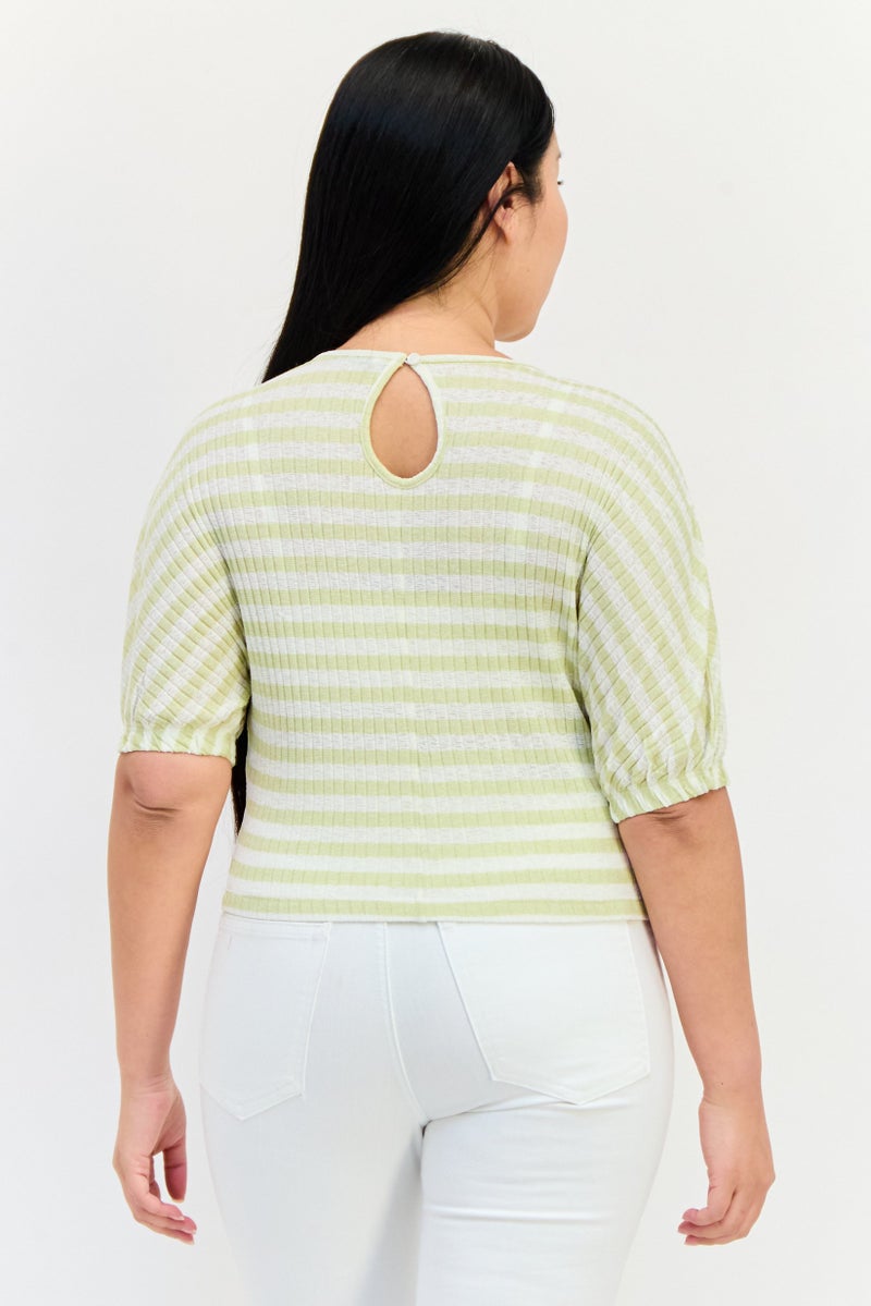 ONLY Women Crew Neck Short Sleeves Textured Tops, Multicolor  - Image 3