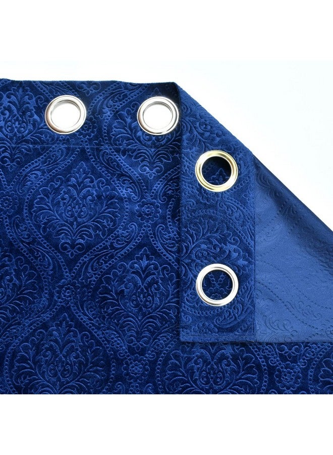 Fabrilia Fabrilia Velvet Eyelet Door Curtain 9 feet Long for Living Room/Bedroom, Navy Blue, Pack of 1 Piece  - Image 3