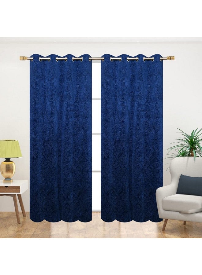 Fabrilia Fabrilia Velvet Eyelet Door Curtain 9 feet Long for Living Room/Bedroom, Navy Blue, Pack of 1 Piece  - Image 2