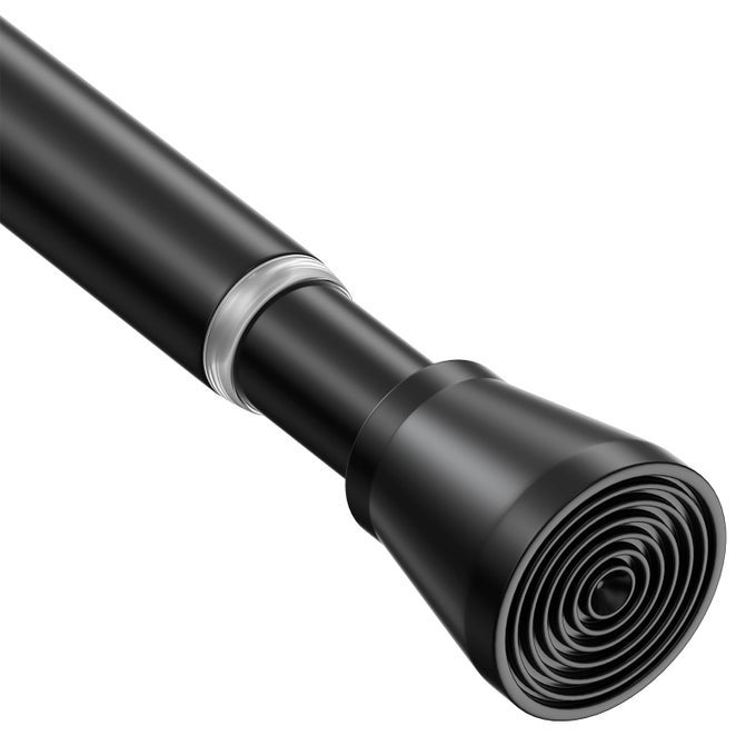 Zipglo Tension Curtain Rod for Windows 28 to 48 Inch Spring Loaded Curtain Rods Black Tension Rod No Drilling Small Shower Rod No Slip Spring Rods Adjustable Spring Curtain Rod