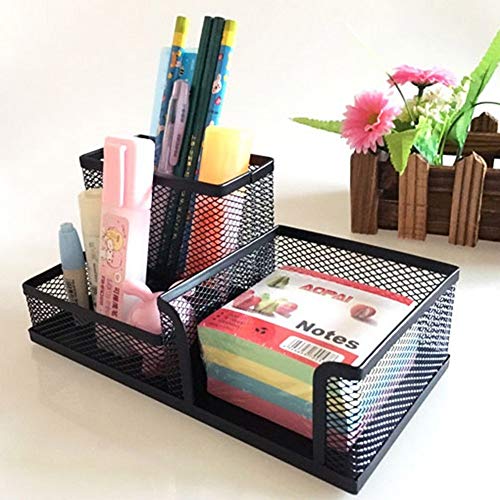 SUKHAD 3-Compartment Metal Mesh Desk Organizer, 8 X 4 X 3.8 Inch, Black - Image 4