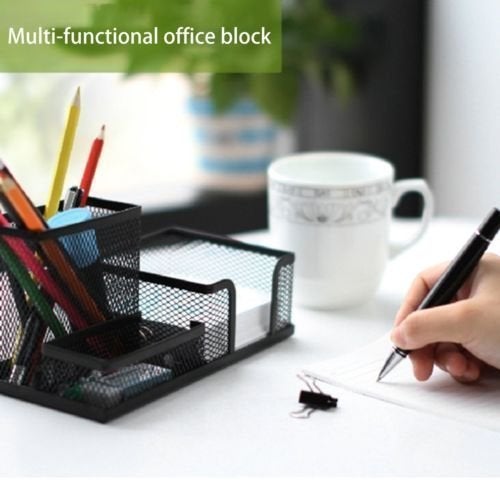 SUKHAD 3-Compartment Metal Mesh Desk Organizer, 8 X 4 X 3.8 Inch, Black - Image 3