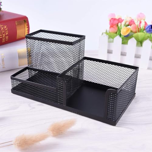 SUKHAD 3-Compartment Metal Mesh Desk Organizer, 8 X 4 X 3.8 Inch, Black - Image 2