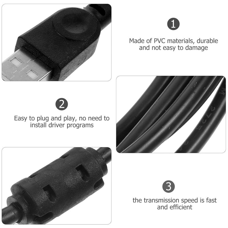 كابل USB 2.0 عالمي بطول 3 أمتار، أسود، مناسب للكمبيوتر وآلة التصوير والفاكس والماسح الضوئي – إكسسوار للطباعة في المكتب والمنزل يتميز باتصال قوي - Image 3