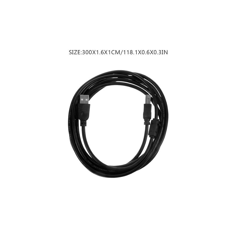 كابل USB 2.0 عالمي بطول 3 أمتار، أسود، مناسب للكمبيوتر وآلة التصوير والفاكس والماسح الضوئي – إكسسوار للطباعة في المكتب والمنزل يتميز باتصال قوي - Image 2