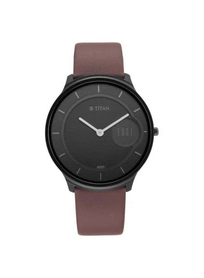 TITAN Edge Baseline Quartz Analog Black Dial Brown Leather Strap Watch for Men - 1843NL01