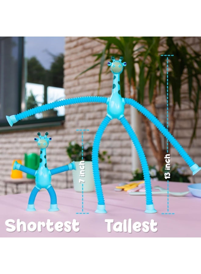 ST ZONE 4 Pcs Telescopic Suction Cup Giraffe Toy – Sensory Pop Tubes & Connect Fidget Toys for Kids – Toddler Travel Toy – Autism Sensory Play Set - Image 3