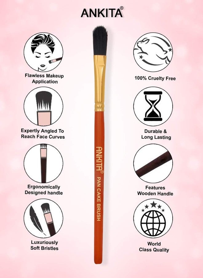Ankita Make - Up - Brush with Wooden Handle and Natural Animal/Synthetic Hair (Pan Cake) | Make Up Brush Under 100 | - Image 4