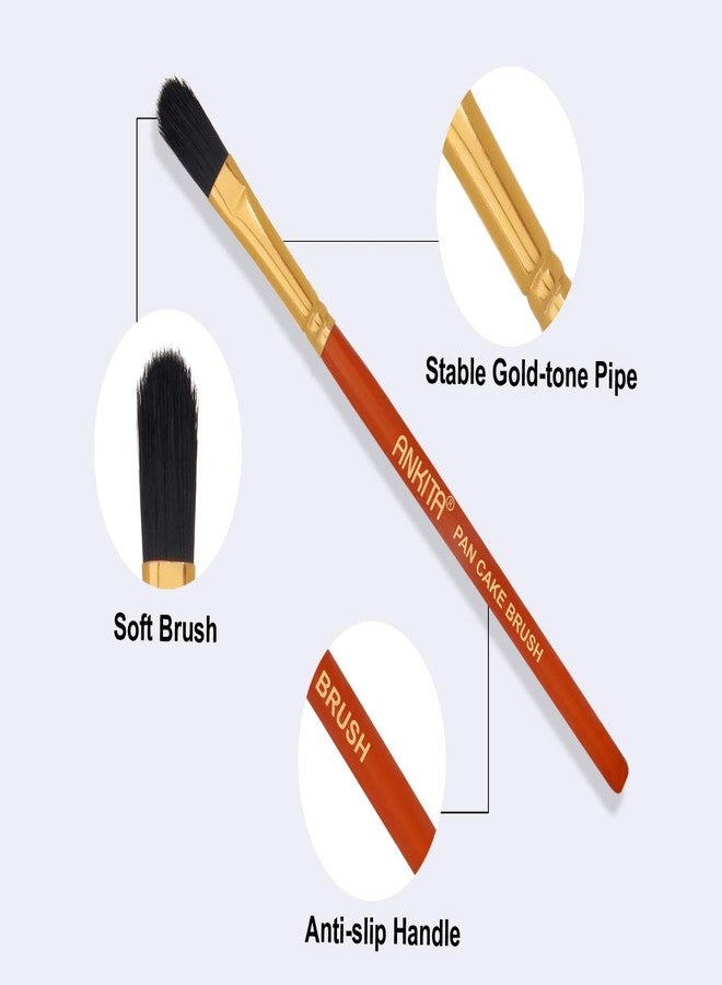 Ankita Make - Up - Brush with Wooden Handle and Natural Animal/Synthetic Hair (Pan Cake) | Make Up Brush Under 100 | - Image 3