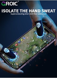 GROIC غلاف أصابع PUBG موبايل، عبوة من 6 أغطية أصابع للألعاب، أغطية أصابع مضادة للعرق للألعاب المحمولة، قفازات أصابع ألعاب احترافية قابلة للتنفس، أغطية أصابع تعمل باللمس  - Image 4