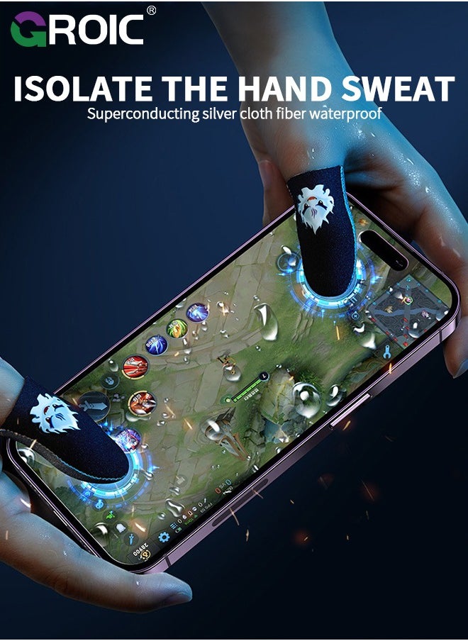 GROIC - غلاف أصابع PUBG موبايل، عبوة من 6 أغطية أصابع للألعاب، أغطية أصابع مضادة للعرق للألعاب المحمولة، قفازات أصابع ألعاب احترافية قابلة للتنفس، أغطية أصابع تعمل باللمس - Image 1