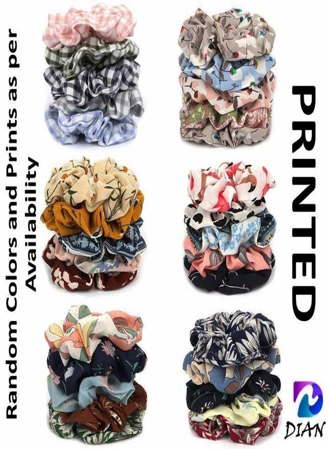 DIAN Multicolor Pack of 8 Hair Scrunchies, Hair Ponytail Holder, Hair Tie, Hair Bow, Hair Bands in Velvet Fabric & Printed for Girl, Teens and Women - Image 3
