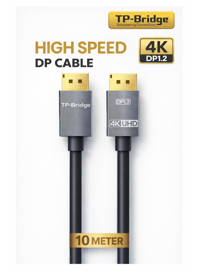 TP-Bridge Display Port 4K Cable 10 Meter –Ultra-Durable Gold-Plated Connectors for Seamless UHD Video & Audio Transmission | Superior Shielding, High-Speed Performance, and Rugged Flexibility for Gaming, Professional Displays, and Workstation Setups - Image 1