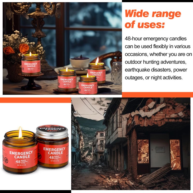 Chuarry 6 Pack Emergency Candles for Power Outage 48 Hours Long Burning Survival Candles Soy Wax for Emergency Winter Storm Camp Essentials - Image 5