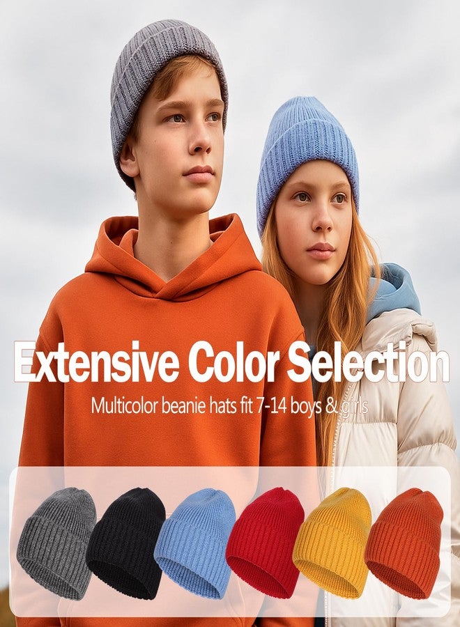 MEJORMEN Kids Merino Wool Beanie Hat Warm Ribbed Knit Winter Cuffed Skull Cap Ski Caps for Boys Girls Ages 7-14 - Image 3
