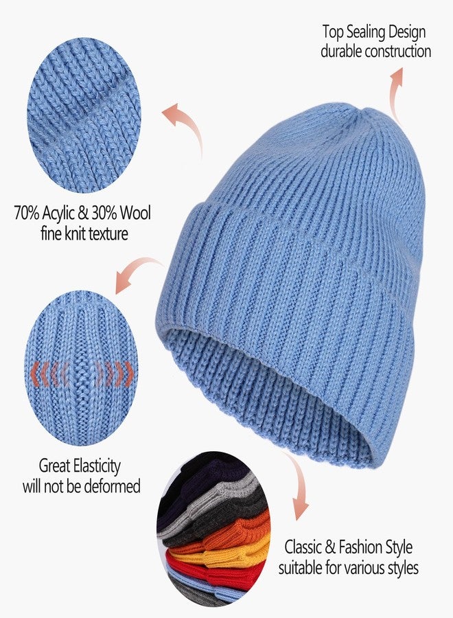 MEJORMEN Kids Merino Wool Beanie Hat Warm Ribbed Knit Winter Cuffed Skull Cap Ski Caps for Boys Girls Ages 7-14 - Image 4
